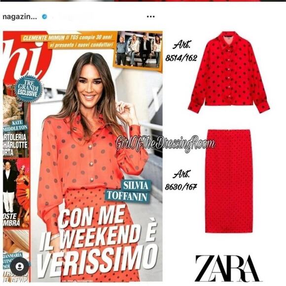 Zara Red Skirt with Black Polka Dot Size Small - Picture 5 of 16